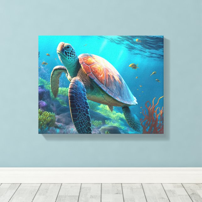 Custom Turtle Canvas Wall Art Personalized Design (Insitu (trägolv))