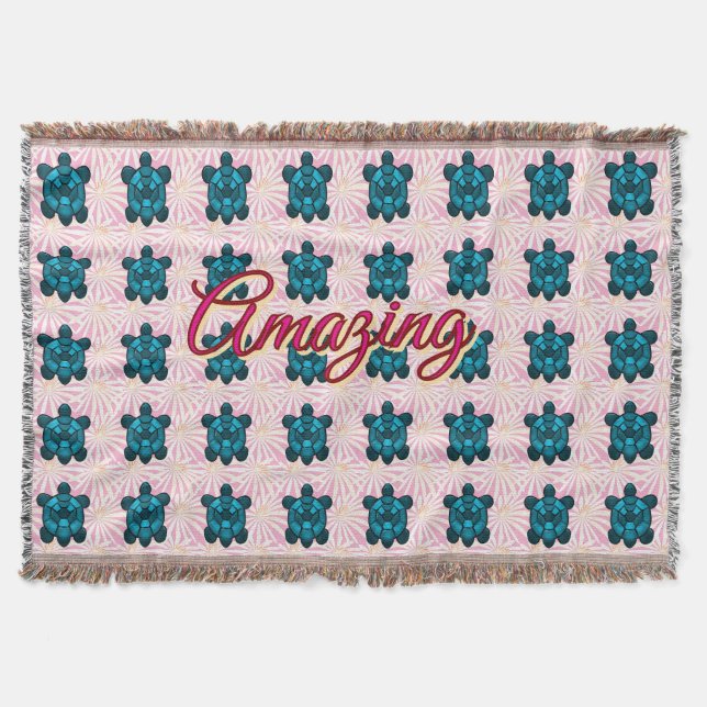 Custom turtle pattern Sherpa Blanket Filt (Framsidan)