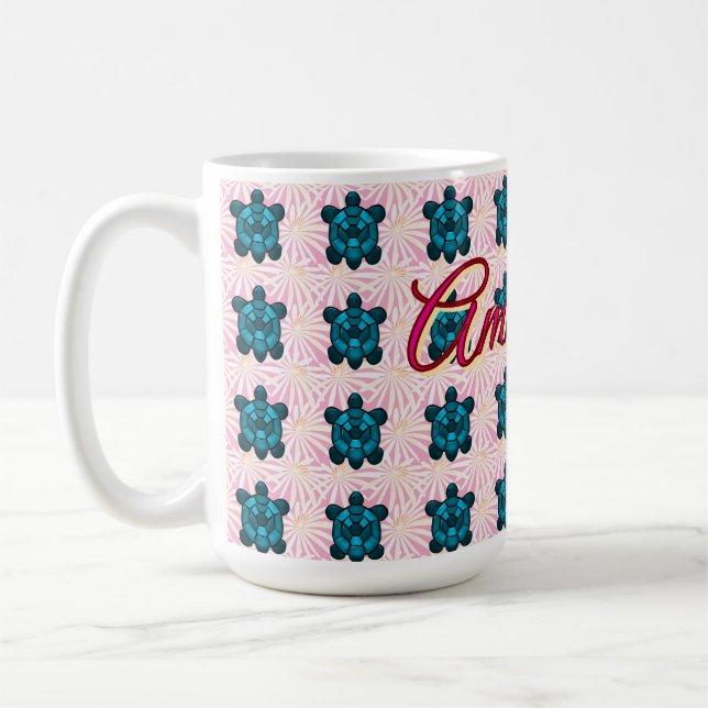 Custom turtle pattern Sherpa Blanket Kaffemugg (Vänster)