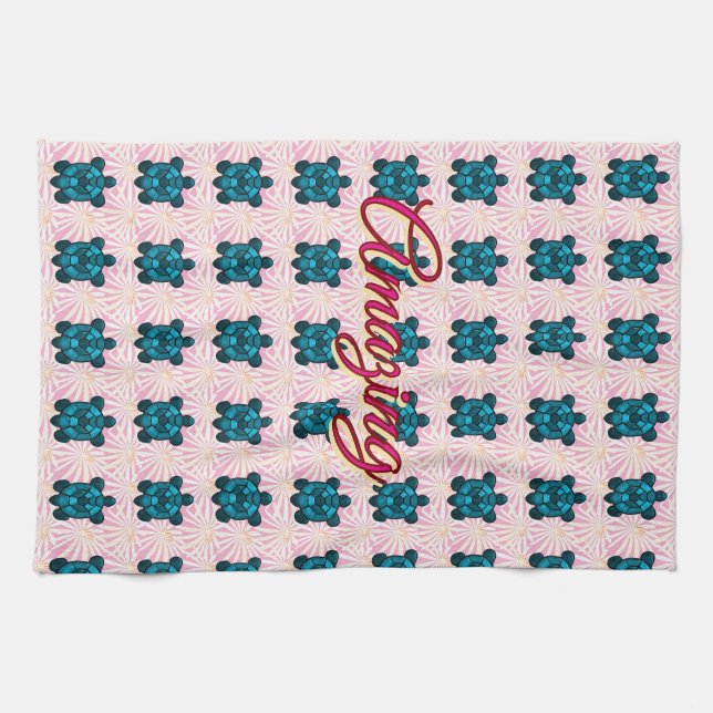 Custom turtle pattern Sherpa Blanket Kökshandduk (Horisontell)