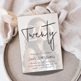 Custom Twenty Modern Birthday Invite Inbjudningar