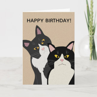 CUSTOM Two Cats Happy Birthday  Kort