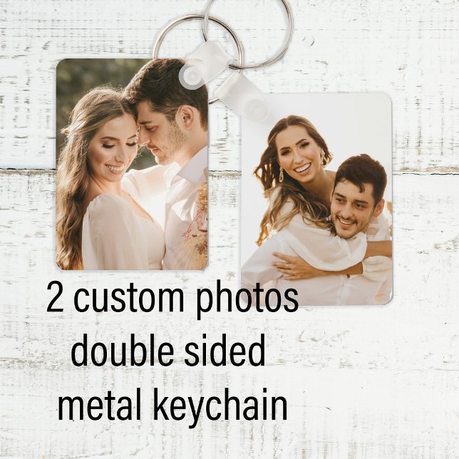 Custom two couple photo double sided aluminium  nyckelring (Skapare uppladdad)
