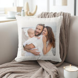 Custom Two Photo Double Sided Family Kudde<br><div class="desc">Create a cozy keepsake with this Custom Two Photo Double Sided Throw Pillow — personalized on both sides for a modern, versatile look. Add one favorite photo to each side, or mix it up with a family portrait on the front and a name, date, or message on the back. Crafted...</div>