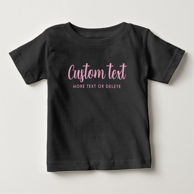 Custom Typography Text Template Black & Pink T Shirt (Framsida)