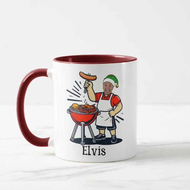 Custom Uncle BBQ Chef Mug - Christmas Photo Gift Mugg (Vänster)