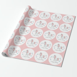 Custom Unicorn Cute Pink Happy Birthday  Presentpapper