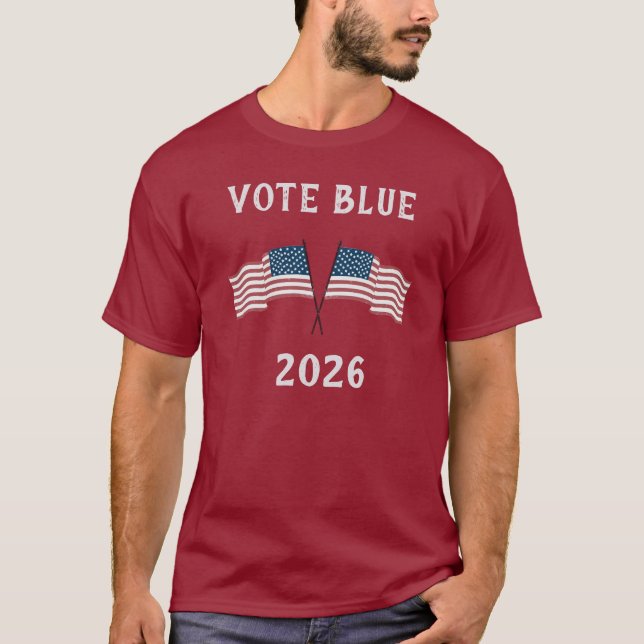 Custom USA Flag Vote Blue  T Shirt (Framsida)