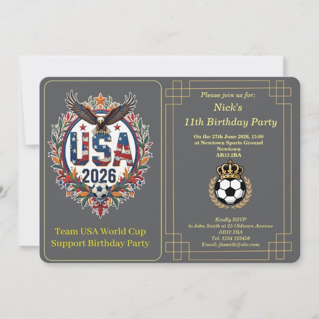 Custom USA Soccer Team Bald Eagle Birthday Invite Julkort (Framsida)