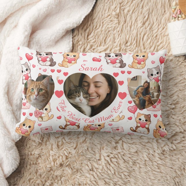 Custom Valentine’s "Best Cat Mom Ever" Photo  Lumbarkudde (Filt)