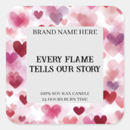 Custom Valentine’s Day Candle Label Romantic Text Fyrkantigt Klistermärke