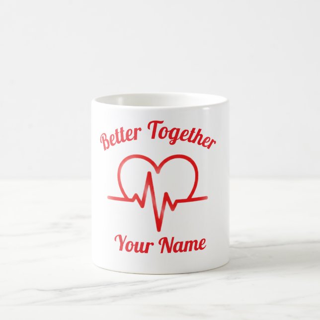 Custom Valentine’s day Heartbeat  Mug Personalized Kaffemugg (Center)