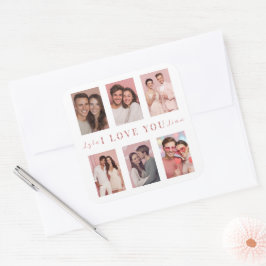 Custom Valentine’s Day Photo Collage Stickers Gift Fyrkantigt Klistermärke