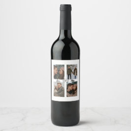 Custom Valentine Wine Label with Multiple Photos Vinflaska Etikett