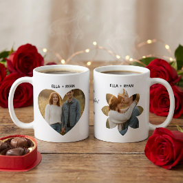 Custom Valentine's Day Heart & Flower Photo  Kaffemugg