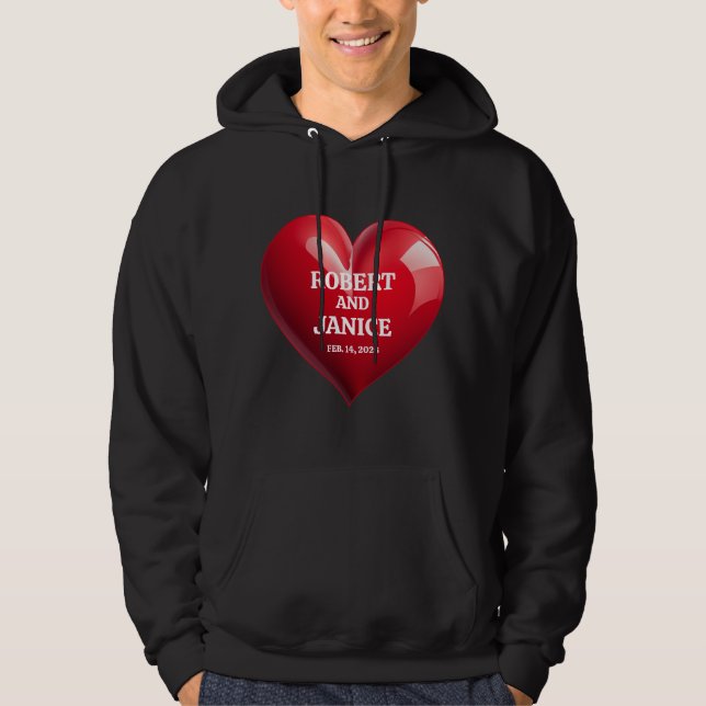 Custom valentines day personalize heart gift hoodie (Framsida)