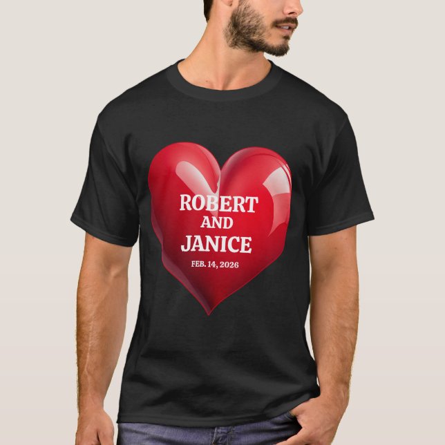 Custom valentines day personalize heart gift t shirt (Framsida)