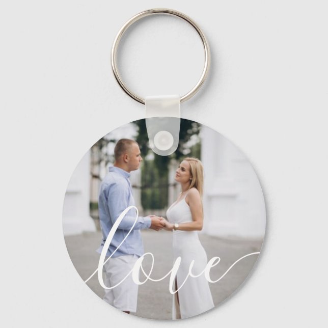 Custom Valentine's Day Photo Love Script Nyckelring (Baksida)