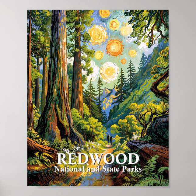 Custom Van Gogh Redwood National Park Hiking Trail Poster (Framsidan)