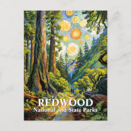 Custom Van Gogh Redwood National Park Hiking Trail Vykort