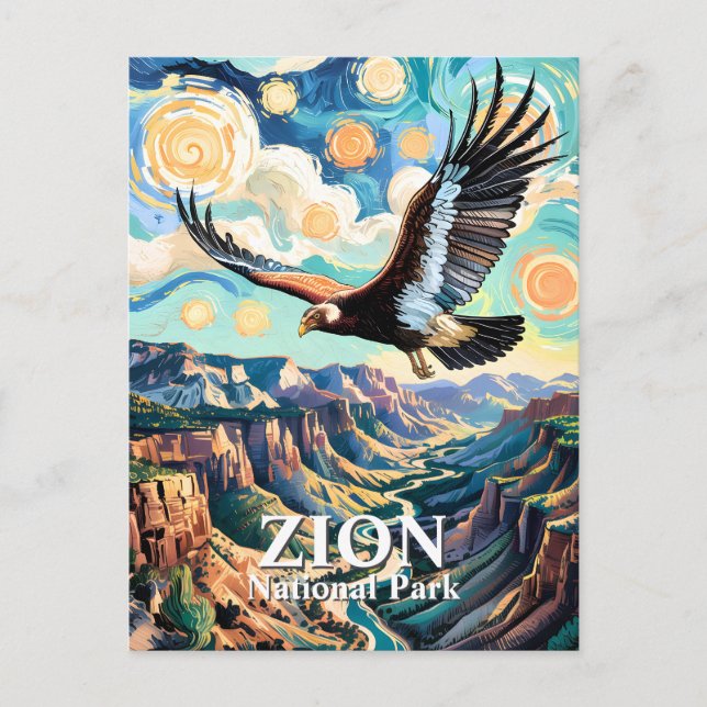 Custom Van Gogh Zion Canyon Bird California Condor Vykort (Framsida)