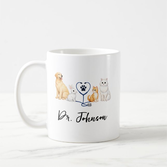 Custom Veterinarian | Personalized  Doctor’s Day Kaffemugg (Vänster)