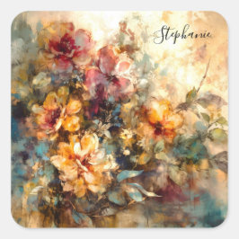 Custom Vibrant Floral Sticker Fyrkantigt Klistermärke