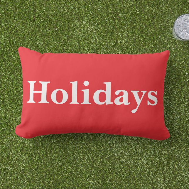 Custom Vibrant Holidays and vacations modern red Lumbarkudde (Gräs)