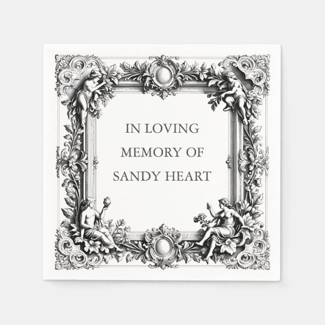 Custom Victorian Scroll Frame – Elegant funeral Pappersservett (Framsidan)