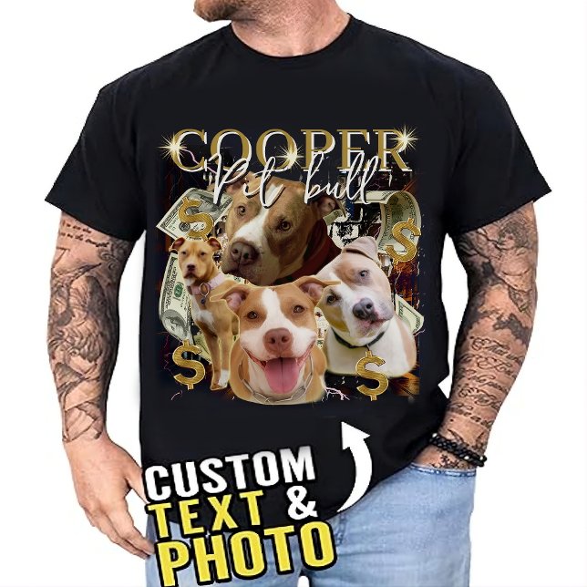 Custom Vintage Bootleg Pet Photo Collage T-Shirt (Skapare uppladdad)