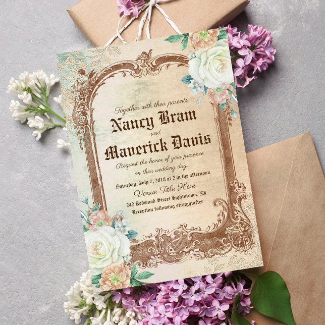 Custom Vintage Classical Wedding Invitation Inbjudningar (Skapare uppladdad)