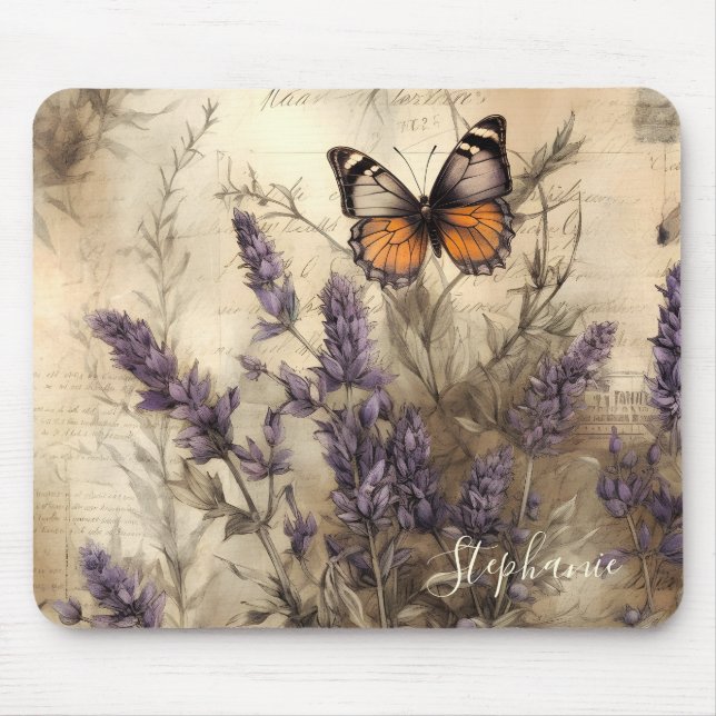 Custom Vintage Lavender Butterfly Illustration Musmatta (Framsidan)