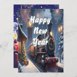 Custom Vintage Magical Express New Year  Card Julkort