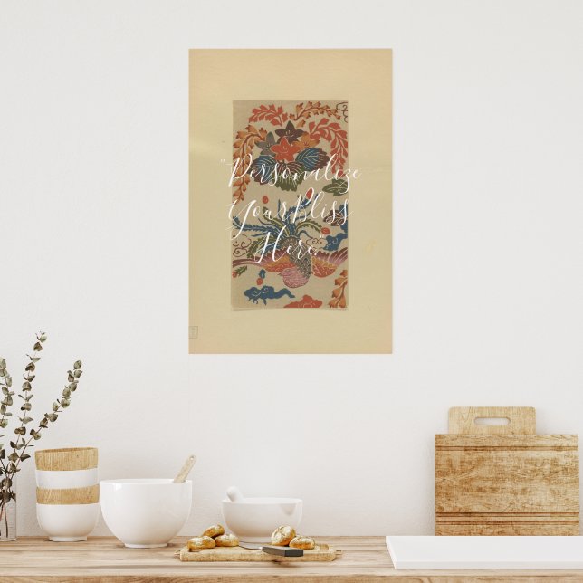  ※CUSTOM Vintage Okinawan Bingata Pattern Print  Poster (Kök)