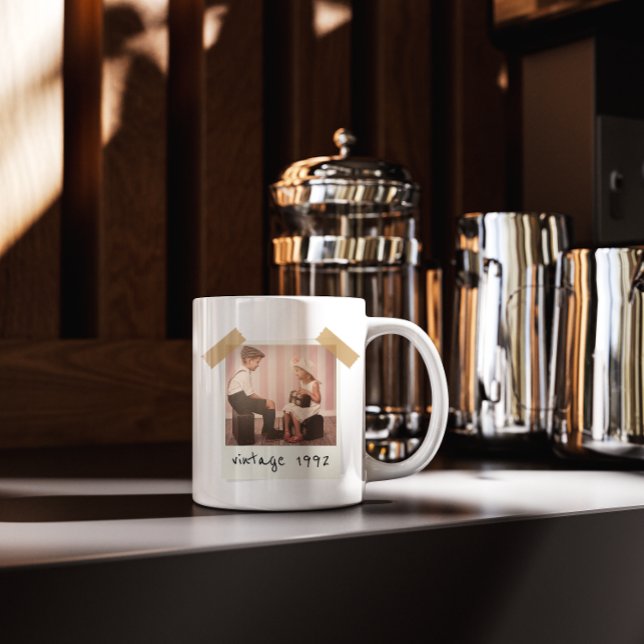 Custom Vintage Photo And Year Birthday Customazed Mugg (Skapare uppladdad)