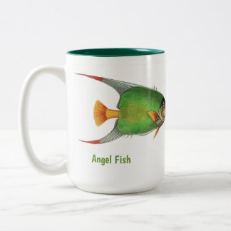 Custom Vintage Tropical Green Angel Fish  Två-Tonad Mugg