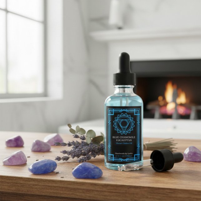 Custom Vishuddha Throat Chakra Essential Oil Label Vinetikett (Skapare uppladdad)