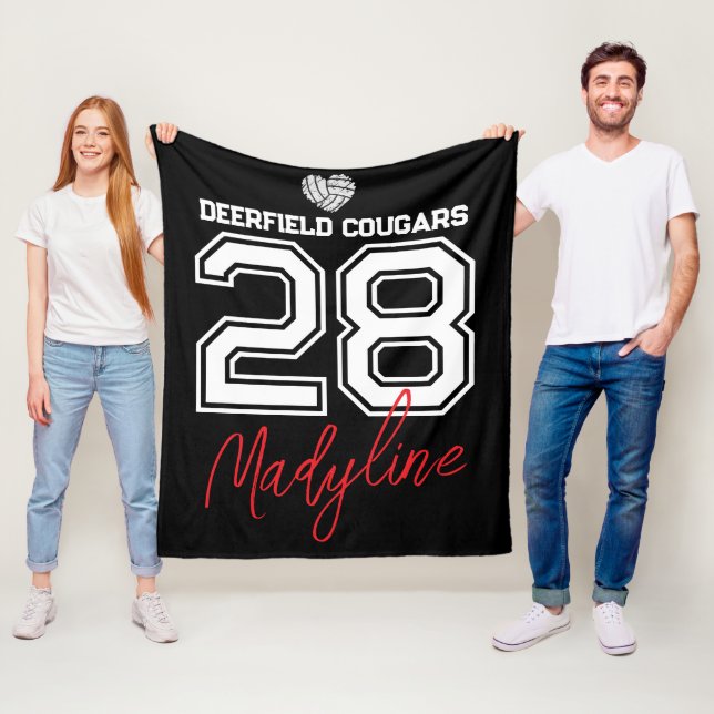 Custom Volleyball Name Number School  Fleecefilt (På plats)