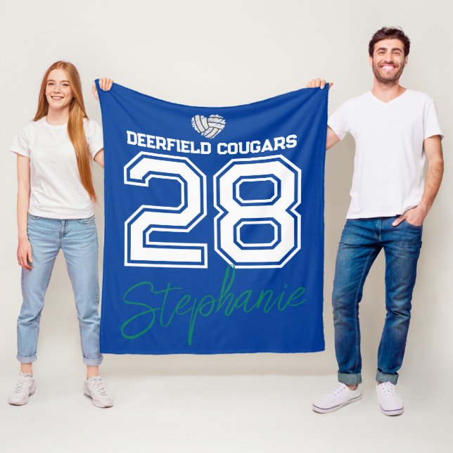 Custom Volleyball Name Number School  Fleecefilt (På plats)