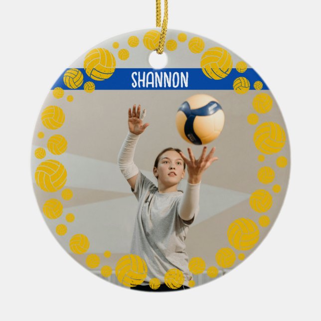 Custom Volleyball Picture Name Year  Julgransprydnad Keramik (Framsidan)