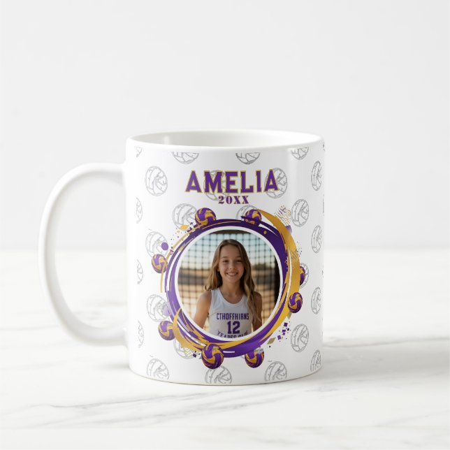 Custom Volleyball Player Photo Sports Kaffemugg (Vänster)