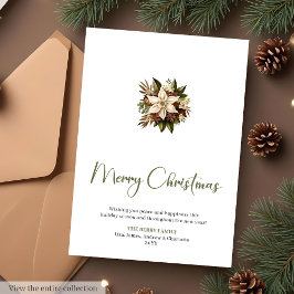 Custom Watercolor Botanical Christmas Greeting Julkort