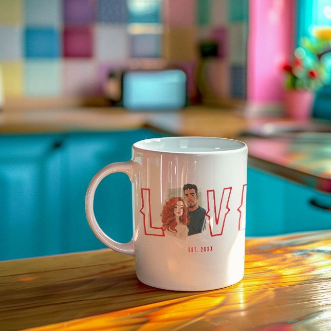 Custom Watercolor Couple Portrait Love Kaffemugg (Skapare uppladdad)