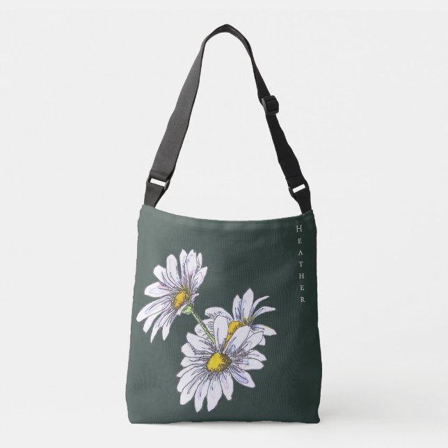 Custom Watercolor Daisy Floral Boho Christmas Gift Axelväska (Framsida)