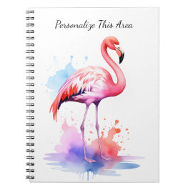 Custom Watercolor Flamingo Notebook Anteckningsbok