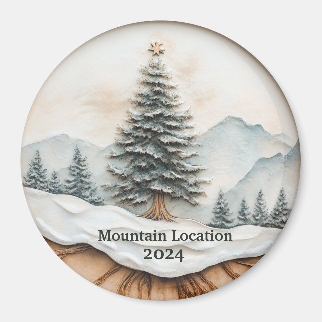 Custom Watercolor Rustic Mountain  Magnet (Framsidan)