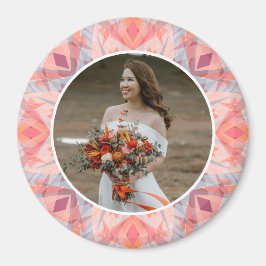 Custom Wedding Anniversary Pink Peach Star Photo Magnet