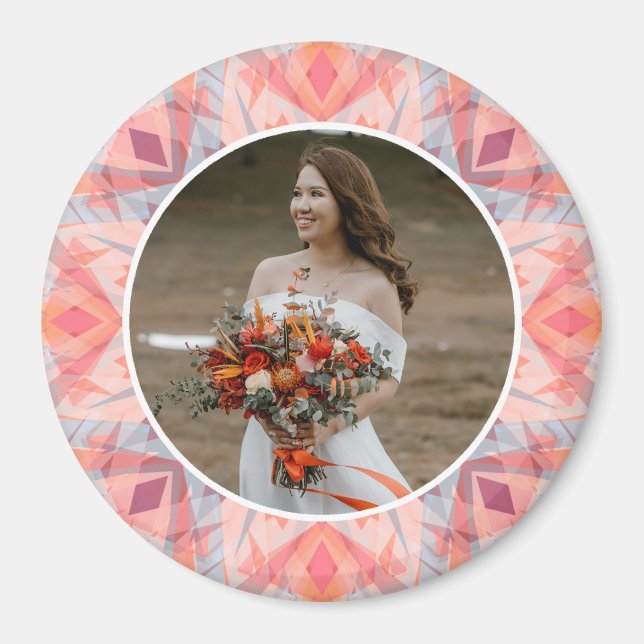 Custom Wedding Anniversary Pink Peach Star Photo Magnet (Framsidan)