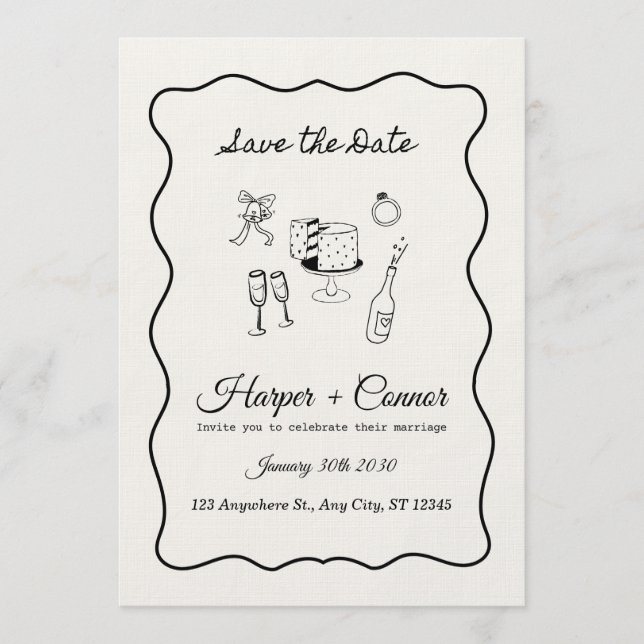 Custom Wedding Invitation – Personalized Elegant  Inbjudningar (Framsida)