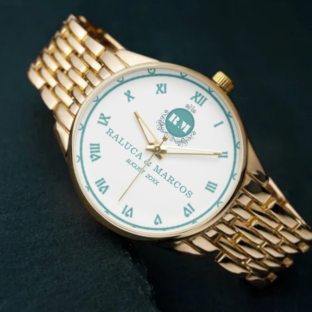 Custom Wedding Keepsake Monogram Names & Initials Armbandsur (Skapare uppladdad)